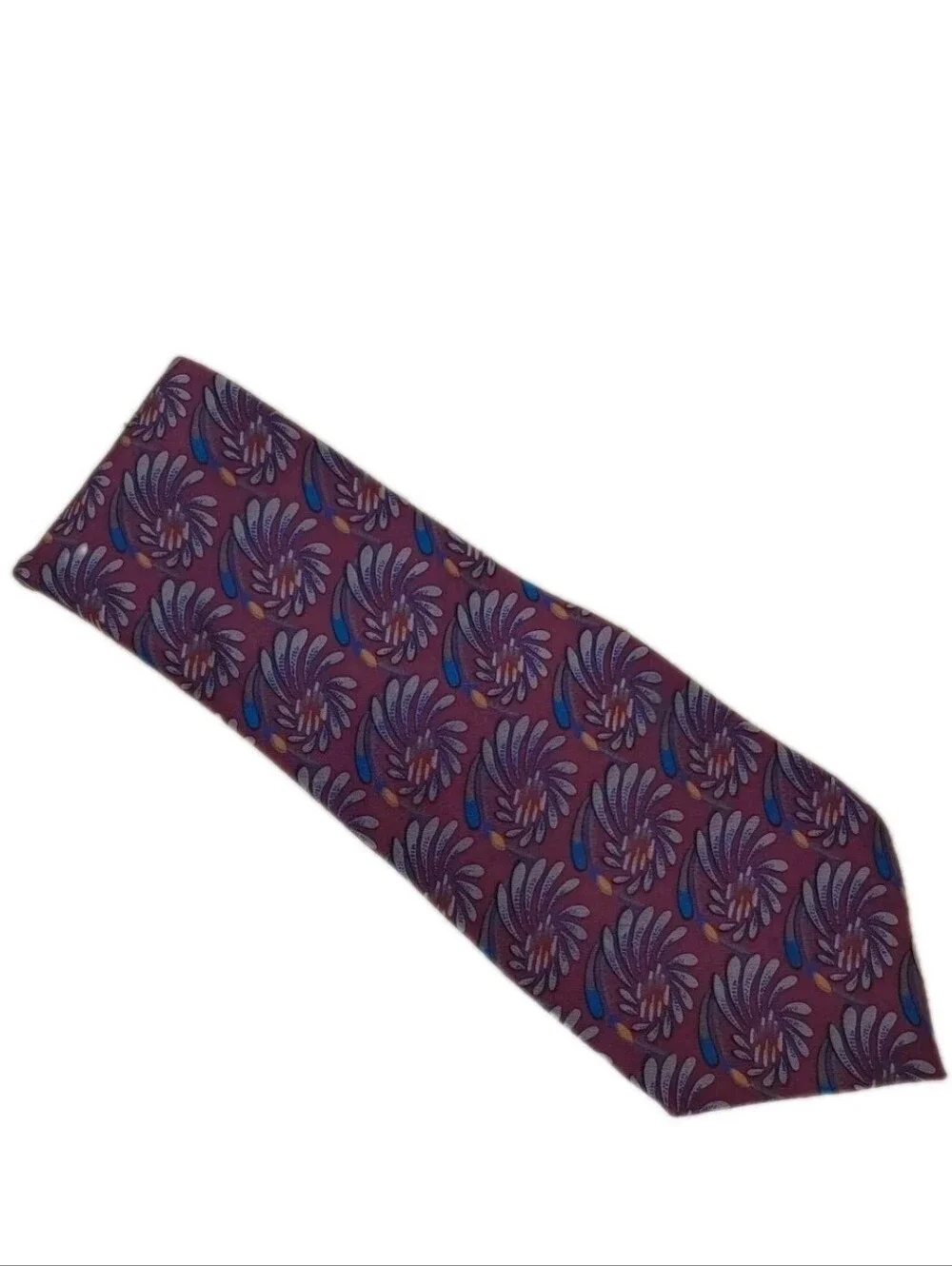 Christian Dior Monsieur Silk Neck Tie Burgundy Floral Star Bursts Vtg USA 4